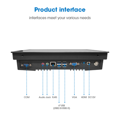 10.1 인치 임베디드 터치 패널 PC 12-36V 입력 전압 32G/64G/128G/256G SSD 저장