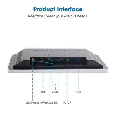 EMMC 8G/16G/32 인치 광전압 포 안드로이드 터치 패널 PC IP65 RS232 연결 인증